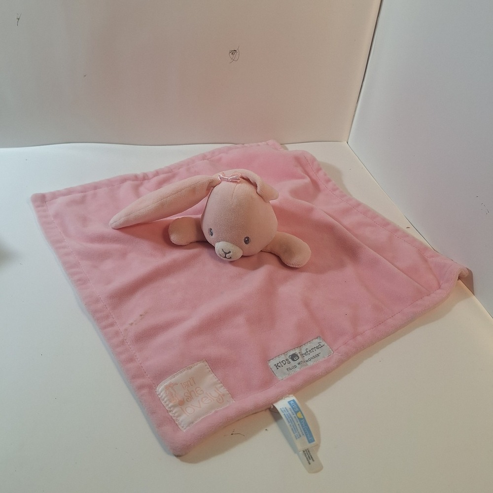 Kids Preferred Isn't She Lovely Pink‎ Bunny Baby Blanket Security Lovey
